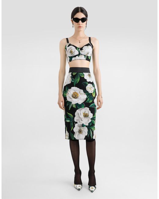 Brassière En Tissu Élastique À Gardénia Dolce & Gabbana en coloris Multicolor