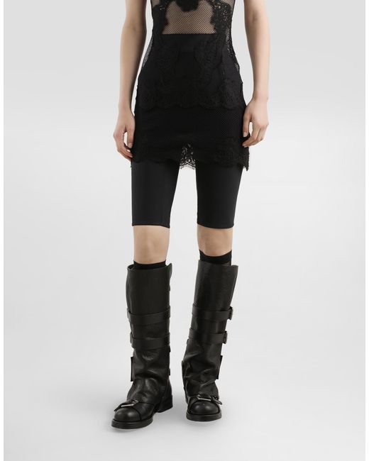 Dolce & Gabbana Black Stretch Satin Bike Shorts