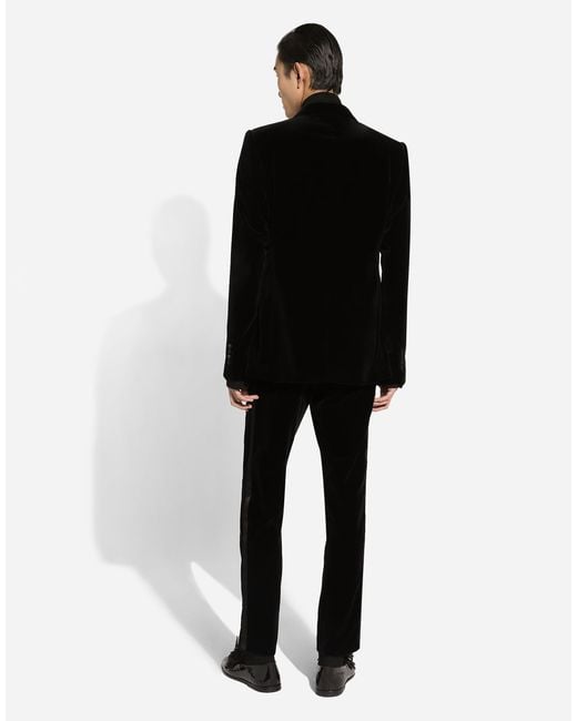 Dolce & Gabbana Black Classic Velvet Tuxedo Pants for men