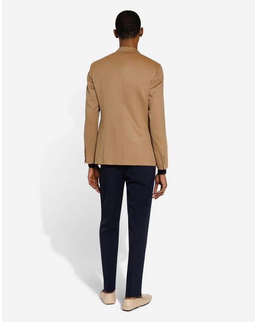 Dolce & Gabbana Brown Double-Breasted Silk/Cashmere Taormina-Fit Jacket for men