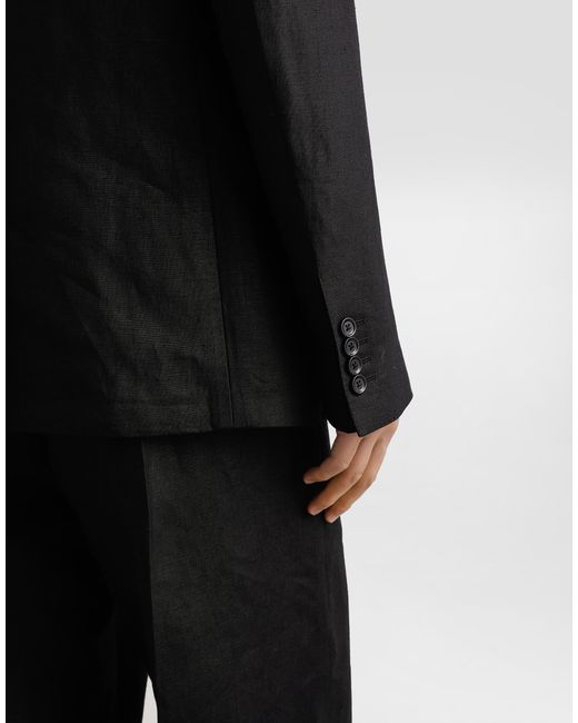 Chaqueta De Botonadura Sencilla De Tela De Lino Dolce & Gabbana de hombre de color Black