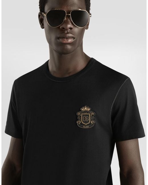 Dolce & Gabbana Black T-Shirt With Heraldic Patch for men