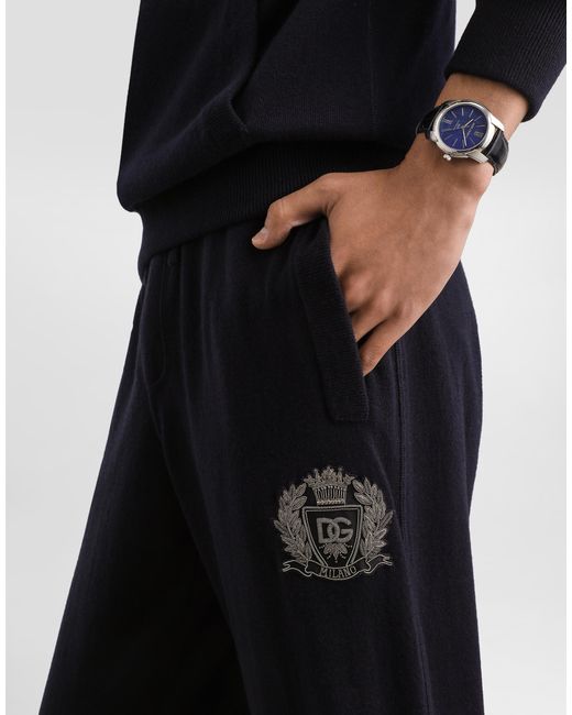 Dolce & Gabbana Blue Smooth Cashmere Trousers for men