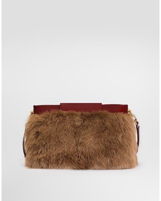 Dolce & Gabbana Brown Vittoria Fur And Calfskin Shoulder Bag