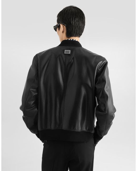 Dolce & Gabbana Black Calfskin Bomber Jacket� for men