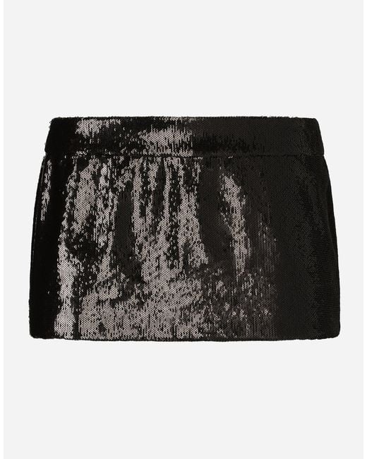 Dolce & Gabbana Black Miniskirt With Micro-Sequin Embellishment