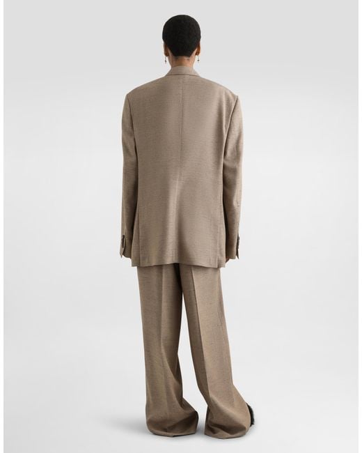 Dolce & Gabbana Natural Double-Breasted Sicilia Tweed Jacket