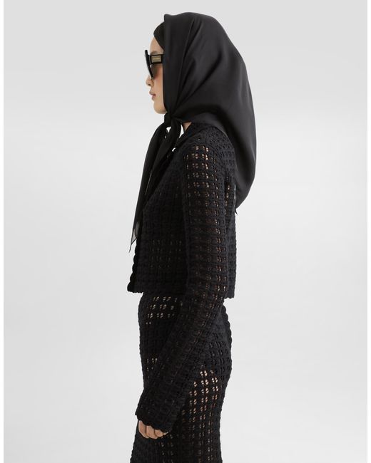 Dolce & Gabbana Black Short Double-Breasted Wool Crochet Jacket