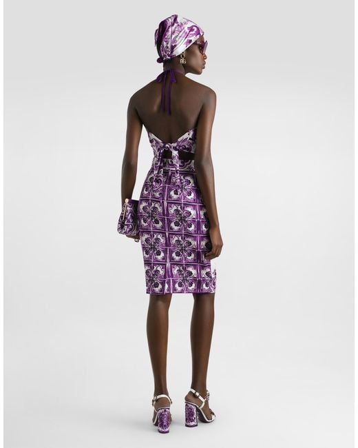 Dolce & Gabbana Purple Stretch Silk Top