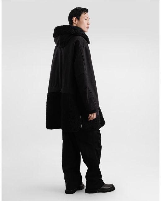 Dolce & Gabbana Black Waxed Long Down Jacket for men