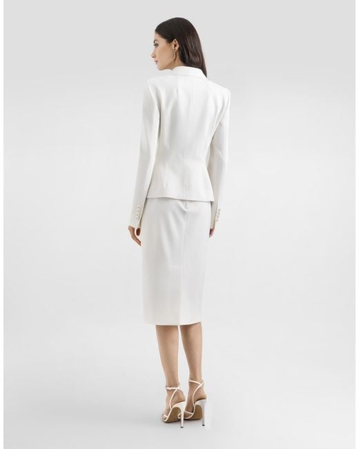 Dolce & Gabbana White Bi-Stretch Twill Pencil Skirt