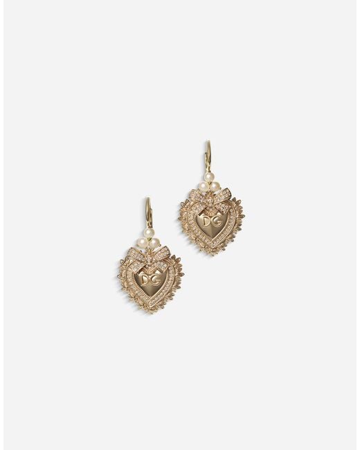 Dolce & Gabbana Multicolor Anna Earrings In Yellow Gold With Citrine Quartzes