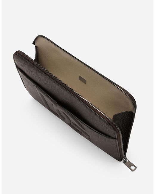 Dolce & Gabbana White Medium Deerskin Pouch for men
