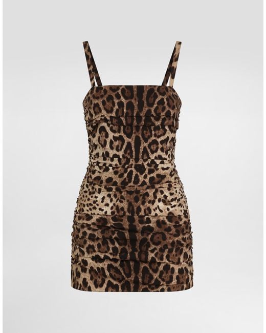 Dolce & Gabbana Brown Leo- Charmeuse Dress