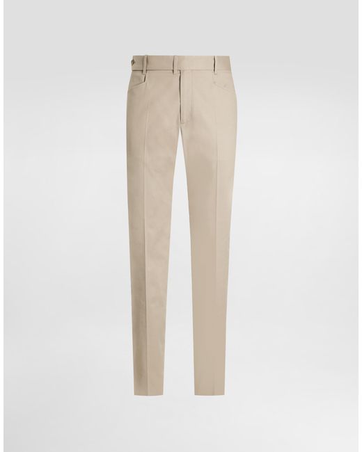 Dolce & Gabbana Natural Cotton Gabardine Cargo Trousers for men