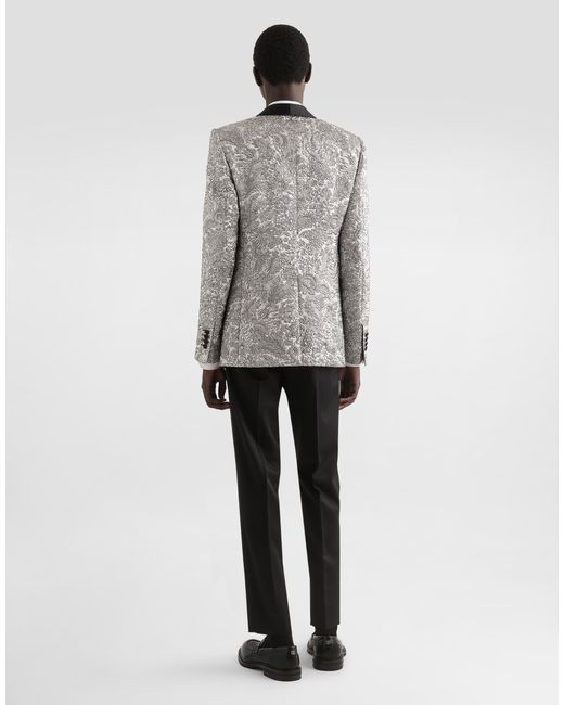 Dolce & Gabbana White Cotton Poplin Tuxedo Shirt for men