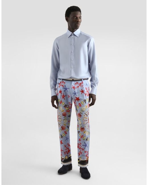 Dolce & Gabbana Blue Silk Dress Shirt for men