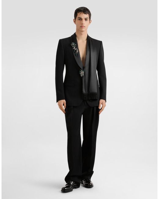 Dolce & Gabbana Wool Gabardine Trousers in Black für Herren