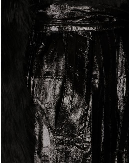 Dolce & Gabbana Black Alpaca-Eel Skin Belted Coat