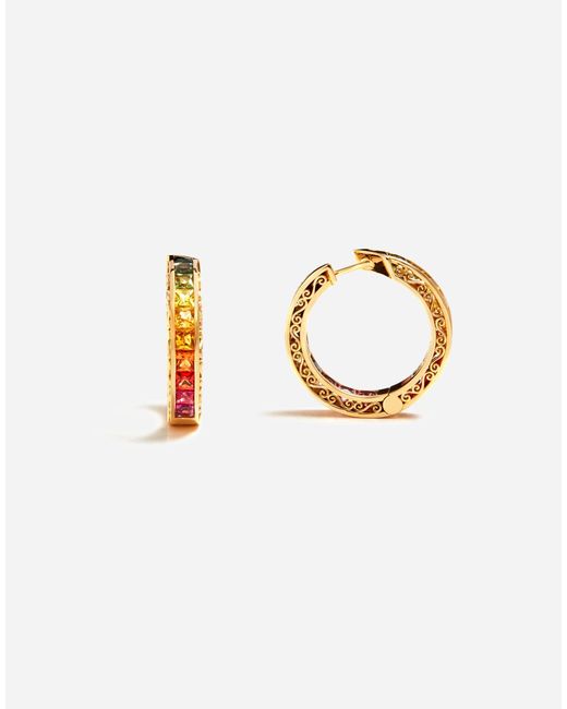 Dolce & Gabbana Metallic Multi-colored Sapphire Hoop Earrings