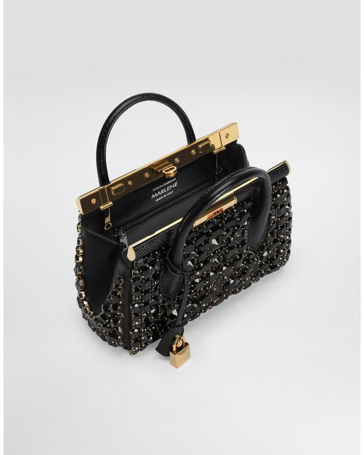 Dolce & Gabbana Black Iguana-Print Calfskin Day Mini Marlene Handbag