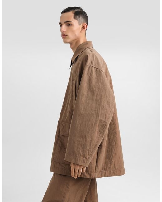 Dolce & Gabbana Parka Aus Technischem Gewebe Mit Plakette in Brown für Herren