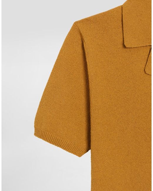 Dolce & Gabbana Orange Linen-Cotton Knit Polo Shirt for men