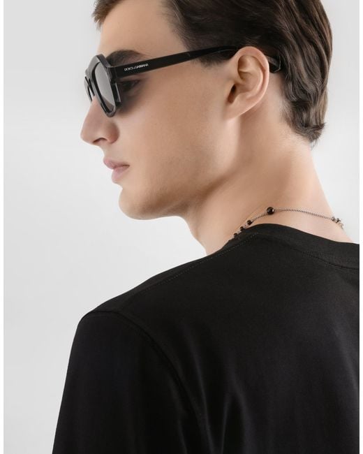 Dolce & Gabbana Cotton T-Shirt With Embroidery in Black für Herren