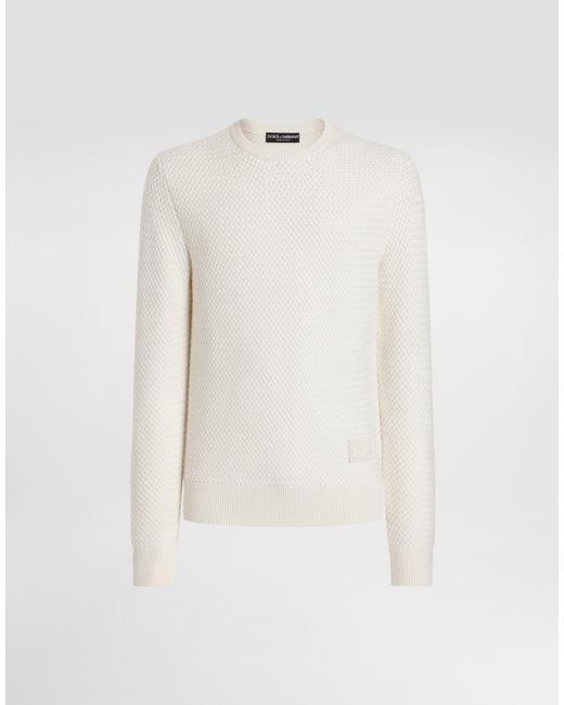 Dolce & Gabbana White Wool Pullover for men