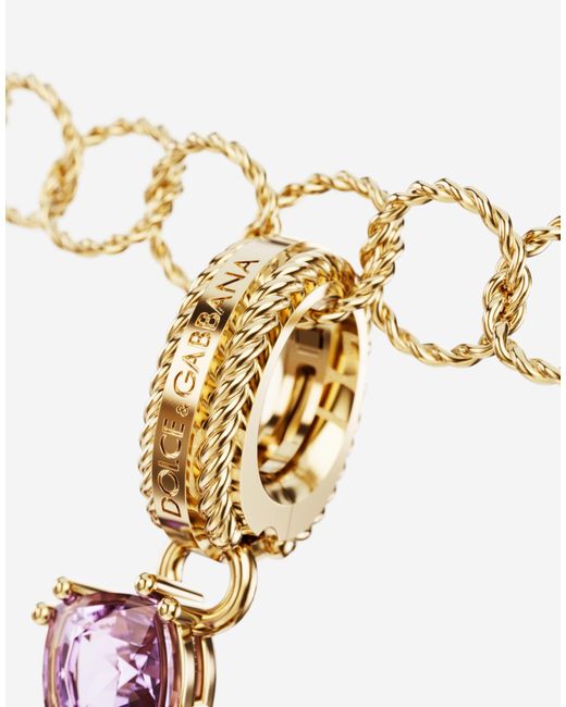 Dolce & Gabbana White Charm P Lettering 18-Carat And Multicolored Gems