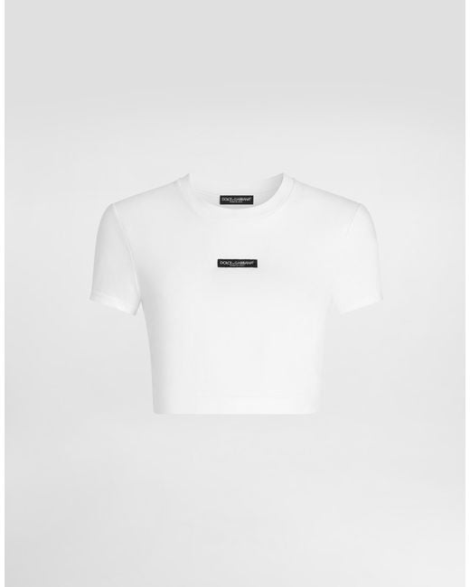 Dolce & Gabbana White Jersey T-Shirt With Logo