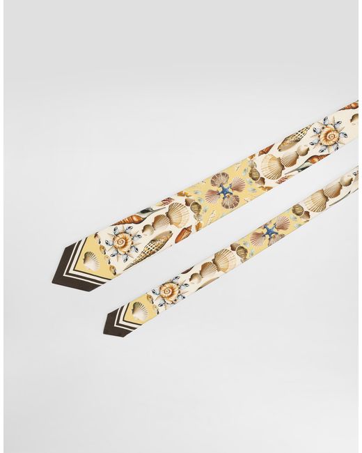 Dolce & Gabbana White Shell-Print Tie for men