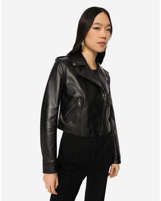 Dolce & Gabbana Black Leather Biker Jacket