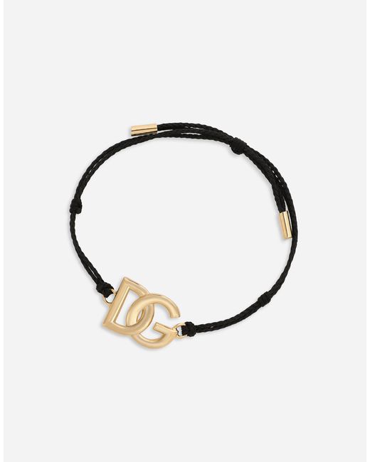 Dolce & Gabbana Metallic Cord Bracelet With Large Dg Logo for men