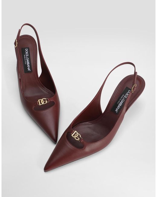 Dolce & Gabbana Pink Silk-Effect Nappa Leather Slingback