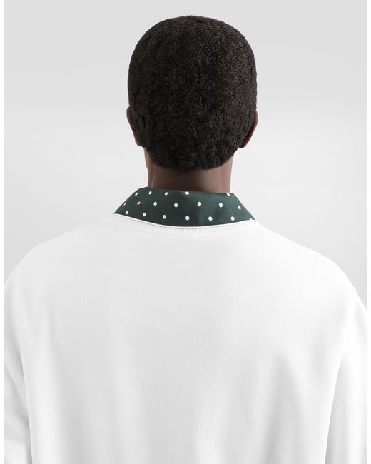 Dolce & Gabbana White Jersey Sweatshirt With Logo Plate for men