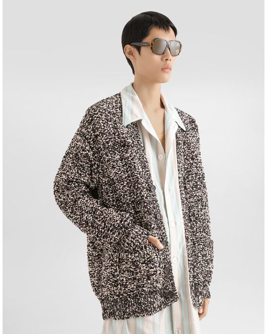 Dolce & Gabbana Gray Cotton Cardigan for men