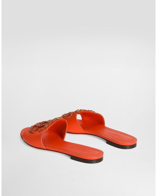 Dolce & Gabbana Red Flat Slides