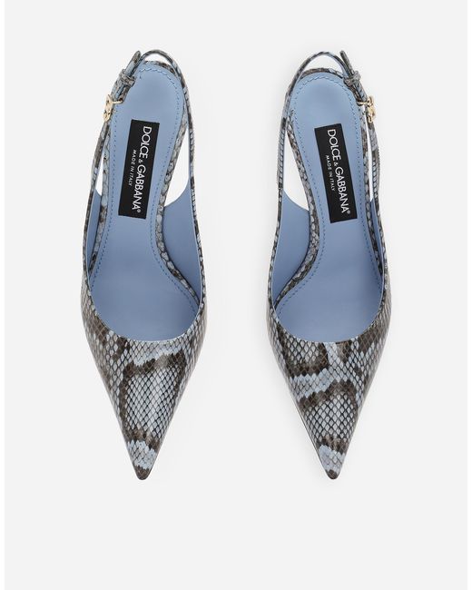 Dolce & Gabbana White Python Skin Slingbacks