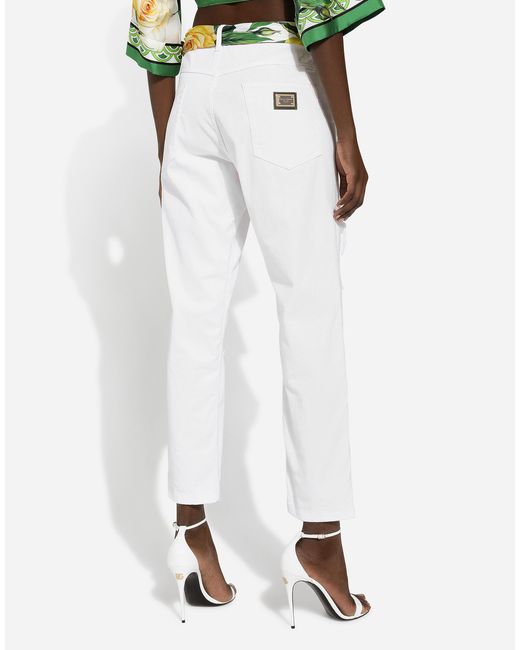 Dolce & Gabbana White Cotton Denim Jeans With Rips