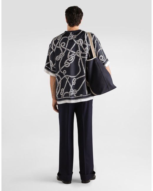 Dolce & Gabbana Multicolor Marina-Print Silk T-Shirt for men