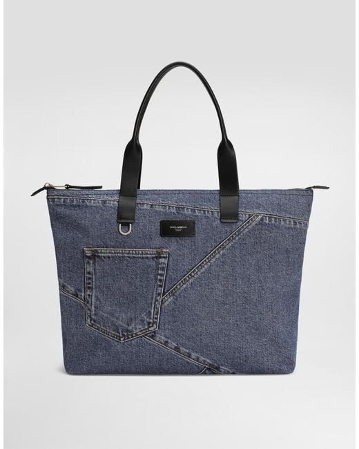 Shopping Bag Media di Dolce & Gabbana in Blue da Uomo