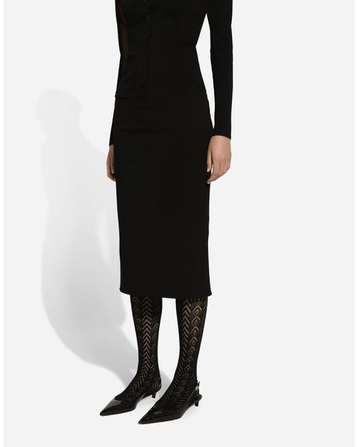 Dolce & Gabbana Black Stretch Viscose Knit Pencil Skirt With Dg Logo