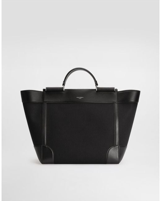 Dolce & Gabbana Black Logo-Lettering Tote Bag for men