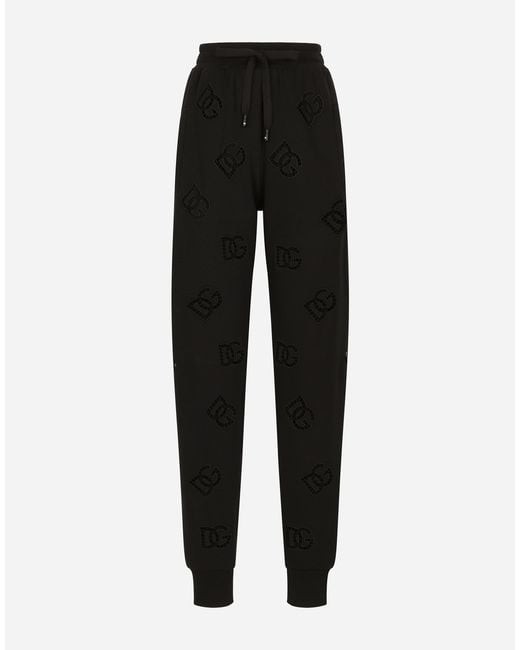 Dolce & Gabbana Black Jersey Jogging Pants With Cut-Out And Dg Logo