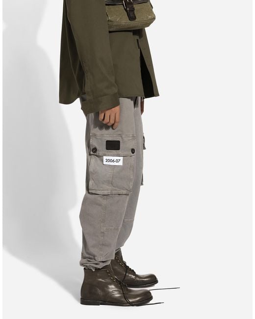 Pantalón Cargo De Algodón Dolce & Gabbana de hombre de color Gray