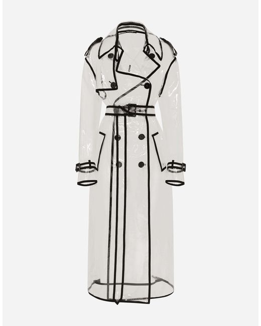 Dolce & Gabbana Pvc Trench Coat With Contrasting Piping in White Lyst