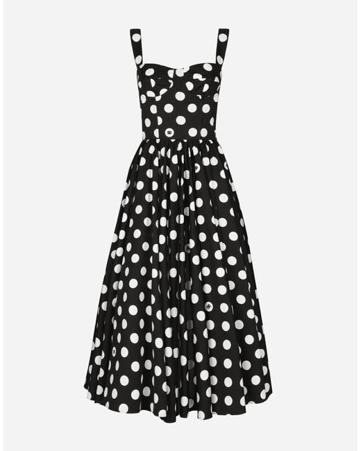 Dolce & Gabbana ドットプリント コットン ロンゲット ビスチェドレス White