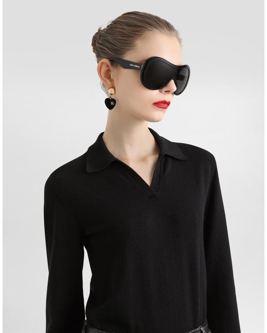 Dolce & Gabbana Black Polopullover Aus Kaschmir