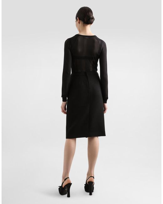 Dolce & Gabbana Black Pullover V-Ausschnitt Aus Seide
